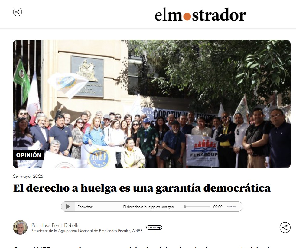 ANEF destaca reconocimiento internacional del «Derecho a huelga como garantía democrática»